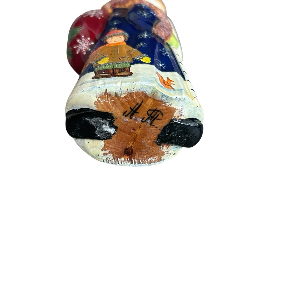 Vintage Russian Hand Carved Painted Santa Ded Moroz Christmas Ornament 5" Figure - Picture 10 of 11
